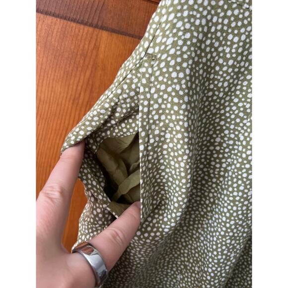 Abercrombie & Fitch Women's Knot Front Mini Dress Polka Dot Green White Size S - Picture 6 of 12